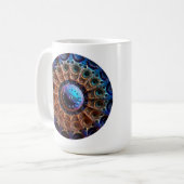 Vieles manipuliertes Mandelbrot-Fraktal Kaffeetasse (Vorderseite Links)