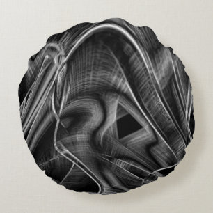Vieles mit grauen Grooves auf dunklem Hintergrund Rundes Kissen