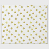 Vielfache goldene Sterne auf weißem Hintergrund Geschenkpapier (Flach)