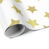 Vielfache goldene Sterne auf weißem Hintergrund Geschenkpapier (Rolleneckpunkt)