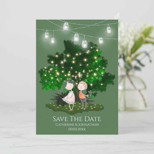 Vielfache Illustrationszeichenbeleuchtung - romant Save The Date (Stehend Vorderseite)