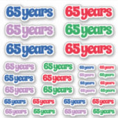 Vielfalt der Größe von 65 Jahren Aufkleber (Vorderseite)