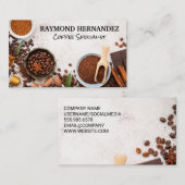 Vielfalt der Kaffeebohnen am Tisch Visitenkarte (Vorne/Hinten)