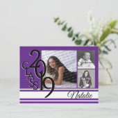 Vielfalt Lila 2019 Abschluss Drei Foto Einladung (Stehend Vorderseite)