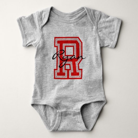 Vielfalt Sport | Monogram Letter R | Rot | DIY Nam Baby Strampler (Vorderseite)