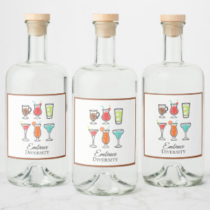 Vielfalt umarmen Cute moderne Illustrationsschrift Alkoholflaschenetikett