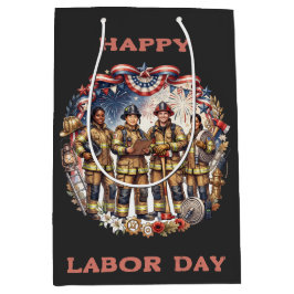 Vielfältige Feuerwehrleute Patriotische Labor Day  Mittlere Geschenktüte