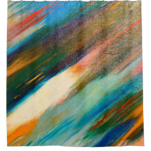 Vielfarbige diagonale Watercolor strokes on t Duschvorhang