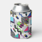 Vielfarbige geometrische Formen, Retromuster. Dosenkühler (Kanne Vorderseite)