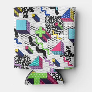 Vielfarbige geometrische Formen, Retromuster. Dosenkühler