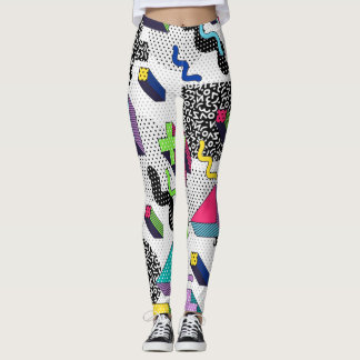Vielfarbige geometrische Formen, Retromuster. Leggings