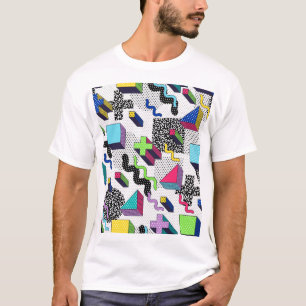 Vielfarbige geometrische Formen, Retromuster. T-Shirt