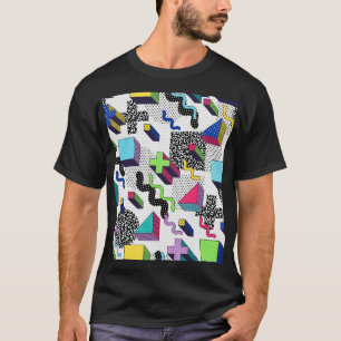 Vielfarbige geometrische Formen, Retromuster. T-Shirt