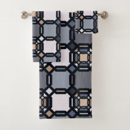 Vielfarbige geometrische Ornamente in gedämpften T Badhandtuch Set