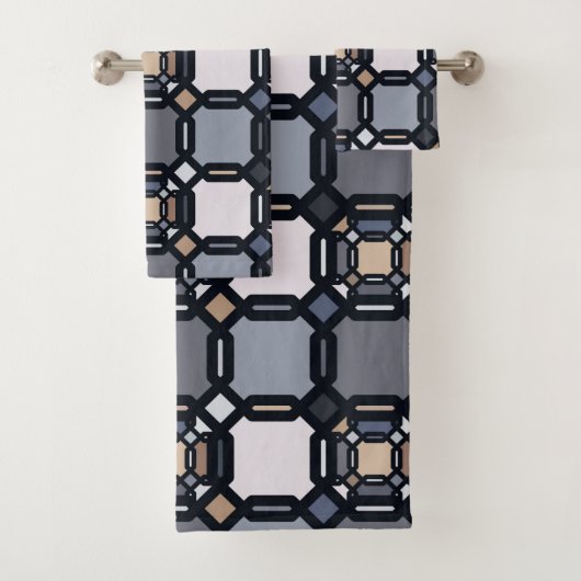 Vielfarbige geometrische Ornamente in gedämpften T Badhandtuch Set (Insitu)