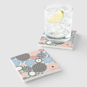 Vielfarbige Kreise, grafisches Musterdesign. Steinuntersetzer (Seitenansicht)