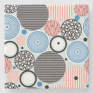 Vielfarbige Kreise, grafisches Musterdesign. Steinuntersetzer