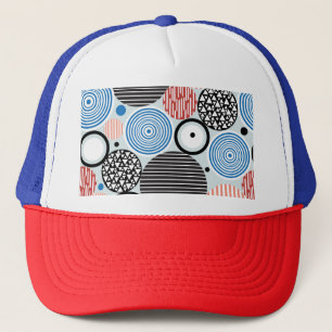 Vielfarbige Kreise, grafisches Musterdesign. Truckerkappe