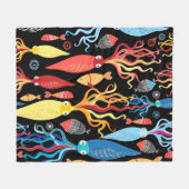 Vielfarbiges Muster verschiedener Tintenfisch und Fleecedecke (Vorderseite (Horizontal))