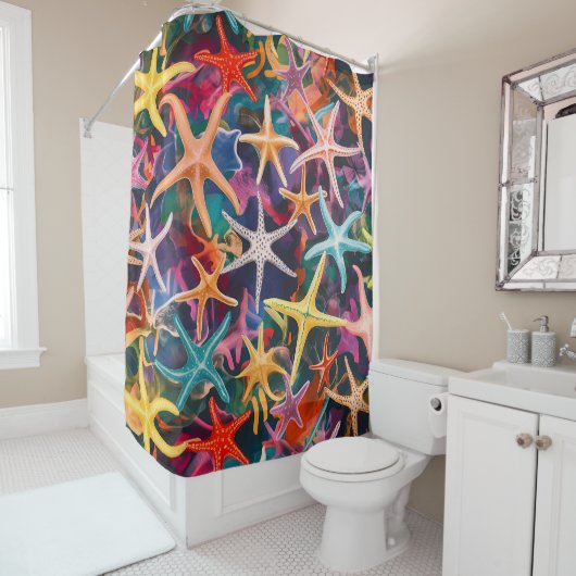 Vielfarbiges Star Fish Design Duschvorhang (Beispiel)