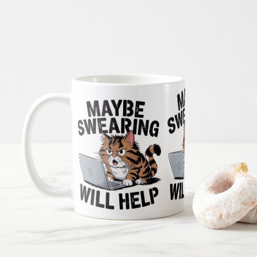 Vielleicht hilft das Schwitzen den Katzenbesitzern Kaffeetasse (Mit Donut)