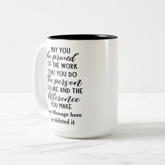Vielleicht sind Sie stolz auf Ihre Arbeit... Zweifarbige Tasse (Vorderseite Links)