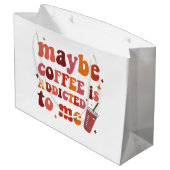 Vielleicht wird mir Kaffee zugeschrieben Große Geschenktüte (Rückseite Schrägansicht)
