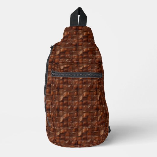 Vielseitiger brauner Lederlook Crossbody Bag (Vorderseite)