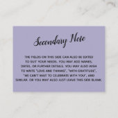 Vielseitiges, benutzerdefiniertes Einfaches DY Wed Begleitkarte (Rückseite)