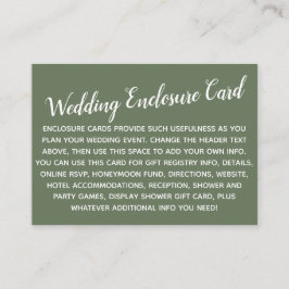 Vielseitiges individuelles DIY Wedding Olive Green Begleitkarte