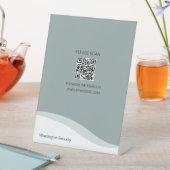 Vielseitiges QR-Code-Schreibtisch, Aquamarines Obe Sockelschild (In Situ)