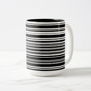Vielzahl ungleichmäßiger Schwarz-Weiß-Streifen Zweifarbige Tasse