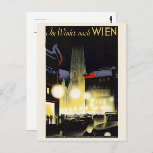 Vienna Austria Vintage Poster 1937 Postkarte (Vorne/Hinten)