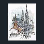 Vienna Austria Vintage Reisetourismus Souvenir Postkarte<br><div class="desc">Vintag,  Retro,  Reisen,  modern,  Aquarell,  Classic,  Wien,  Österreich,  Tourismus,  Souvenir, </div>