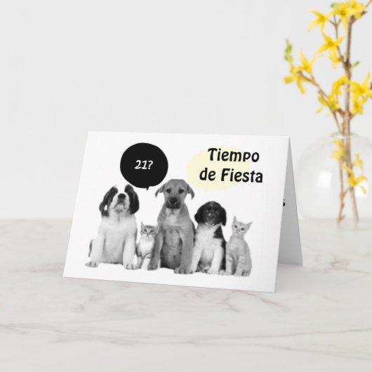 VIENTE UNO CUMPLEANOS=GLÜCKLICHER 21. KARTE (Gelbe Blume)