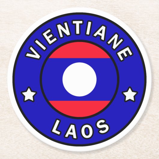 Vientiane Laos Runder Pappuntersetzer (Vorderseite)