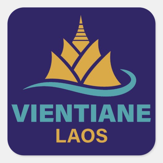Vientiane Laos Southeast Asia Quadratischer Aufkleber (Vorderseite)