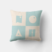 Vier 4-Buchstaben, Beige, aquamarines Kinderzimmer Kissen (Rückseite)