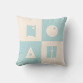 Vier 4-Buchstaben, Beige, aquamarines Kinderzimmer Kissen (Vorderseite)