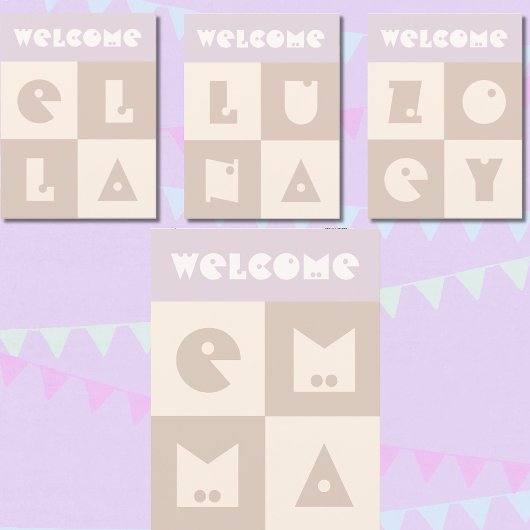 Vier 4 Buchstaben neuer Name für ein Mädchen Dankeskarte