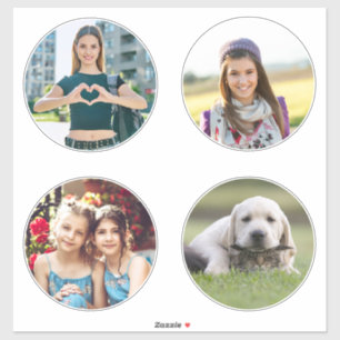 Vier 6" Kreis-Familienfotos Aufkleber