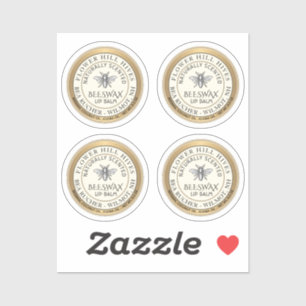 Vier 7/8" Bienenwachs-Lippen-Balmmarken wasserdich Aufkleber