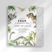 Vier A-Saurus-Rex Dinosaurier Einladung zum Geburt