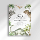 Vier A-Saurus-Rex Dinosaurier Einladung zum Geburt