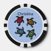Vier Abstrakte Schildkröten mit farbigen Muscheln  Pokerchips (Vorderseite)