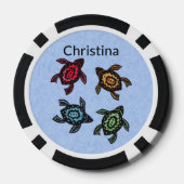Vier Abstrakte Schildkröten mit farbigen Muscheln  Pokerchips (Rückseite)