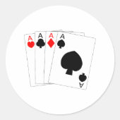 Vier-Aces-Design Runder Aufkleber (Vorderseite)