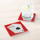 Vier-Aces-Glass-Untersetzer Glasuntersetzer (Schrägansicht)