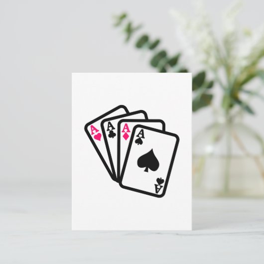 Vier Aces Postkarte (Stehend Vorderseite)