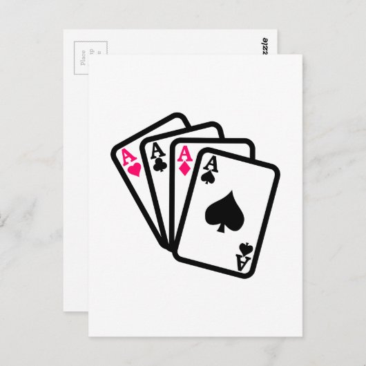 Vier Aces Postkarte (Vorne/Hinten)